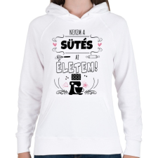 PRINTFASHION Sütés az életem - Női kapucnis pulóver - Fehér női pulóver, kardigán