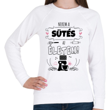 PRINTFASHION Sütés az életem - Női pulóver - Fehér női pulóver, kardigán