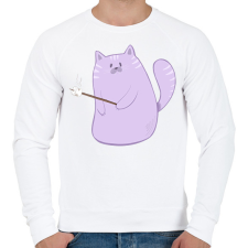 PRINTFASHION Sütögető cica - Férfi pulóver - Fehér férfi pulóver, kardigán