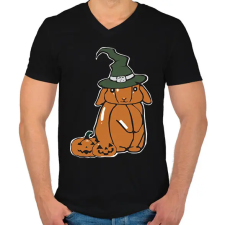 PRINTFASHION sütőtök nyuszi - Férfi V-nyakú póló - Fekete férfi póló