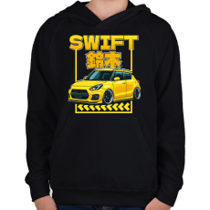 PRINTFASHION Suzuki swift - Gyerek kapucnis pulóver - Fekete