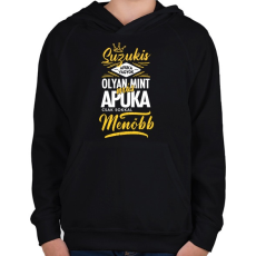 PRINTFASHION Suzukis apuka - Gyerek kapucnis pulóver - Fekete