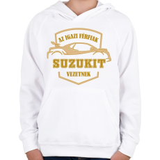 PRINTFASHION Suzukis sofőr - Gyerek kapucnis pulóver - Fehér