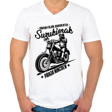 PRINTFASHION Suzukisnak párja nincsen - Férfi V-nyakú póló - Fehér