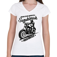 PRINTFASHION Suzukisnak párja nincsen - Női V-nyakú póló - Fehér női póló