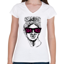 PRINTFASHION Swag 4 - Női V-nyakú póló - Fehér női póló