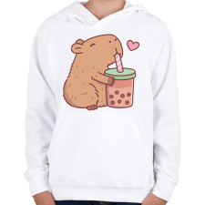 PRINTFASHION Sweet bubble tea - Gyerek kapucnis pulóver - Fehér gyerek pulóver, kardigán
