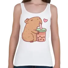 PRINTFASHION Sweet bubble tea - Női atléta - Fehér női trikó