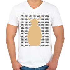 PRINTFASHION Sweet Tooth - Szöveges - Férfi V-nyakú póló - Fehér férfi póló