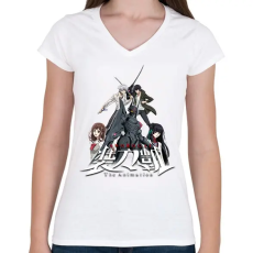 PRINTFASHION Sword Gai - Női V-nyakú póló - Fehér
