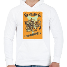 PRINTFASHION Szabadság a motoromon - Férfi kapucnis pulóver - Fehér