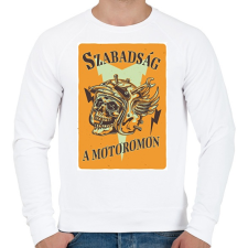 PRINTFASHION Szabadság a motoromon - Férfi pulóver - Fehér férfi pulóver, kardigán