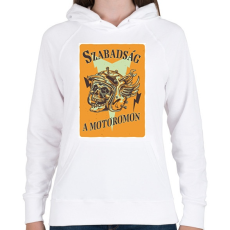 PRINTFASHION Szabadság a motoromon - Női kapucnis pulóver - Fehér