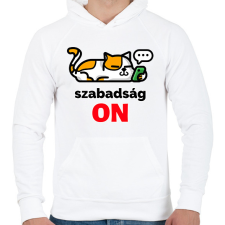 PRINTFASHION Szabadság On - Férfi kapucnis pulóver - Fehér férfi pulóver, kardigán