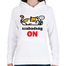 PRINTFASHION Szabadság On - Női kapucnis pulóver - Fehér női pulóver, kardigán