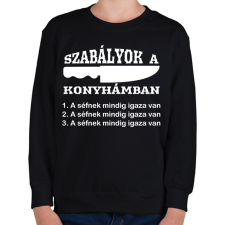 PRINTFASHION Szabályok a konyhámban - Gyerek pulóver - Fekete gyerek pulóver, kardigán