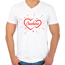 PRINTFASHION Szabina - Férfi V-nyakú póló - Fehér férfi póló