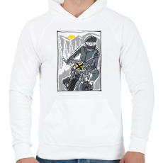 PRINTFASHION Száguldás - Férfi kapucnis pulóver - Fehér