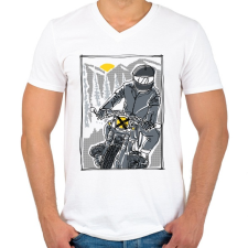 PRINTFASHION Száguldás - Férfi V-nyakú póló - Fehér férfi póló