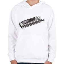 PRINTFASHION Szájharmonika - Gyerek kapucnis pulóver - Fehér gyerek pulóver, kardigán