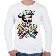 PRINTFASHION Szakács koponya - Férfi hosszú ujjú póló - Fehér férfi póló