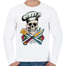 PRINTFASHION Szakács koponya - Férfi pulóver - Fehér férfi pulóver, kardigán