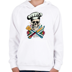 PRINTFASHION Szakács koponya - Gyerek kapucnis pulóver - Fehér