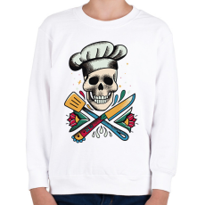 PRINTFASHION Szakács koponya - Gyerek pulóver - Fehér