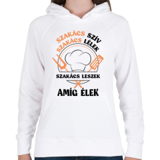 PRINTFASHION Szakács leszek amíg élek - Női kapucnis pulóver - Fehér