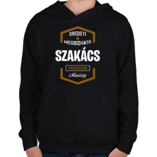 PRINTFASHION Szakács prémium minőség - Gyerek kapucnis pulóver - Fekete