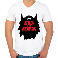 PRINTFASHION szakáll-attack... - Férfi V-nyakú póló - Fehér férfi póló