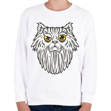 PRINTFASHION Szakállas macska - Gyerek pulóver - Fehér gyerek pulóver, kardigán