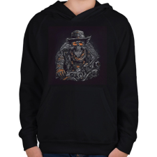 PRINTFASHION Szakállas motoros - Gyerek kapucnis pulóver - Fekete gyerek pulóver, kardigán