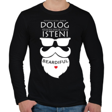 PRINTFASHION Szakállasnak lenni Isteni! - Férfi hosszú ujjú póló - Fekete
