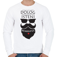 PRINTFASHION Szakállasnak lenni Isteni! - Férfi pulóver - Fehér