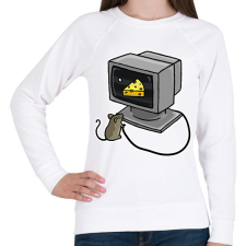 PRINTFASHION Számítógép egérrel - Női pulóver - Fehér női pulóver, kardigán