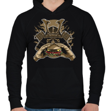 PRINTFASHION Szamuráj hamburger - Férfi kapucnis pulóver - Fekete férfi pulóver, kardigán