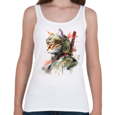 PRINTFASHION Szamuráj macska japán stílusban - Női atléta - Fehér női trikó