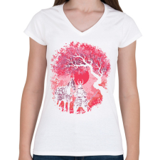 PRINTFASHION Szamuráj - Női V-nyakú póló - Fehér női póló