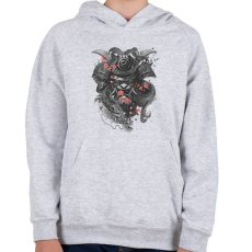 PRINTFASHION Szamuráj sárkány - Gyerek kapucnis pulóver - Sport szürke