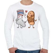 PRINTFASHION Szandál és zokni - Férfi hosszú ujjú póló - Fehér férfi póló