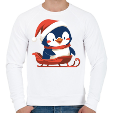 PRINTFASHION Szánkozó pingvin - Férfi pulóver - Fehér férfi pulóver, kardigán