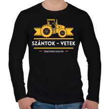 PRINTFASHION Szántok-vetek, traktoros vagyok - Férfi hosszú ujjú póló - Fekete férfi póló