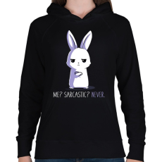 PRINTFASHION Szarkasztikus nyuszi - Női kapucnis pulóver - Fekete