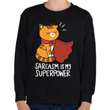 PRINTFASHION Szarkazmus az én szupererőm - Gyerek pulóver - Fekete gyerek pulóver, kardigán