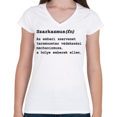 PRINTFASHION Szarkazmus(fn) - Női V-nyakú póló - Fehér