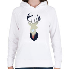 PRINTFASHION Szarvas absztrakt - Női kapucnis pulóver - Fehér női pulóver, kardigán