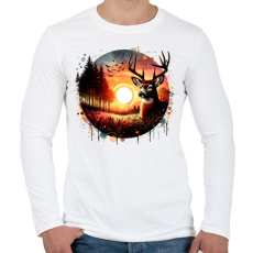 PRINTFASHION Szarvas - erdei naplemente - ajándék vadászoknak - Férfi hosszú ujjú póló - Fehér