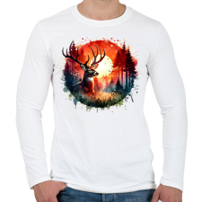 PRINTFASHION Szarvas - erdei naplemente - ajándék vadászoknak - Férfi hosszú ujjú póló - Fehér férfi póló