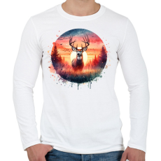 PRINTFASHION Szarvas - erdei naplemente - ajándék vadászoknak - Férfi hosszú ujjú póló - Fehér